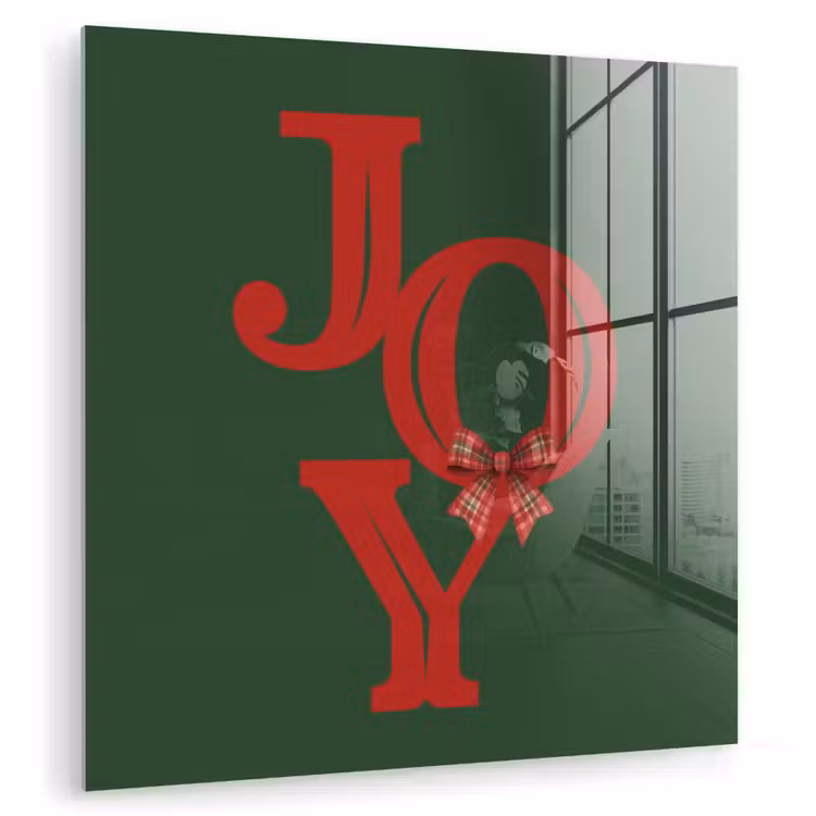Glas schilderij - Tekst - Kerst - Rood