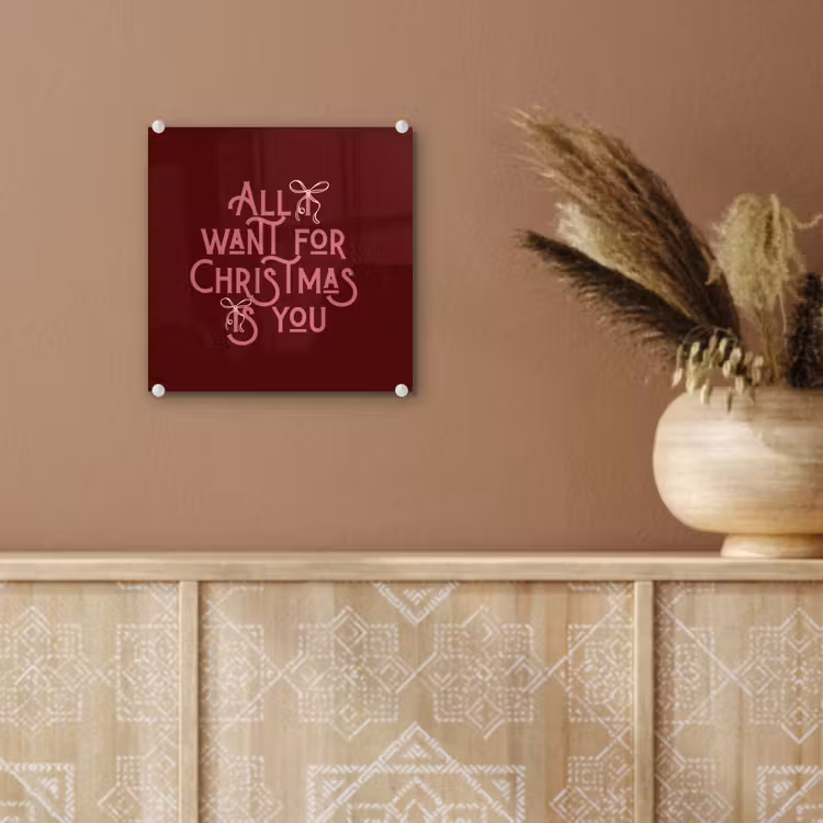 Glas schilderij - Tekst - Kerst - Rood - Roze — 6