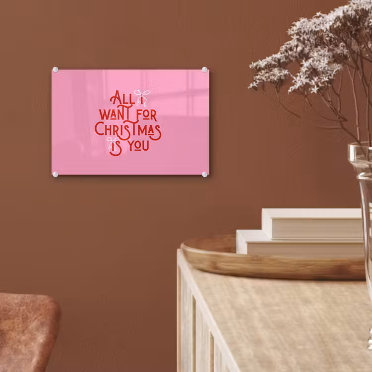 Glas schilderij - Tekst - Kerst - Roze - Rood — 6