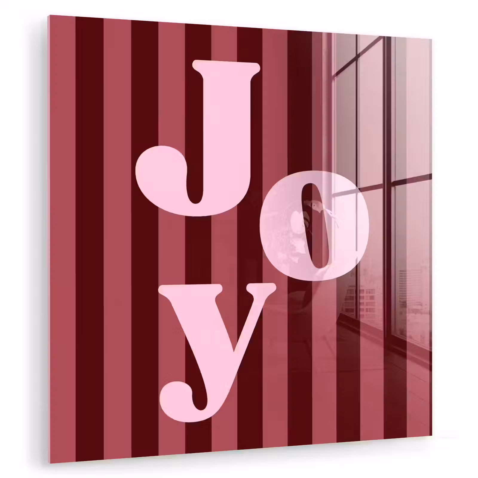 Glas schilderij - Joy - Kerst - Tekst - Roze — 1