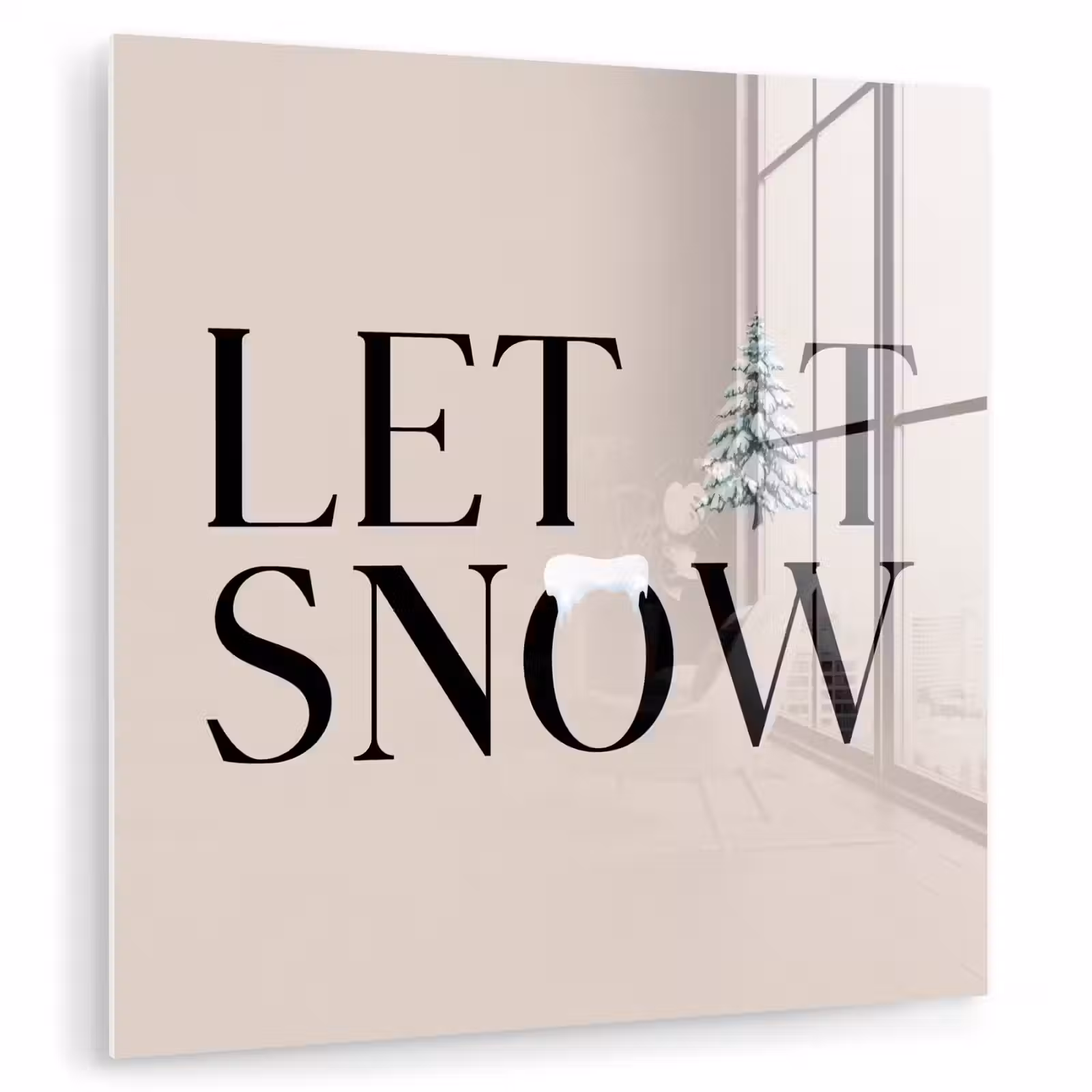 Glas schilderij - Tekst - Kerst - Sneeuw — 1