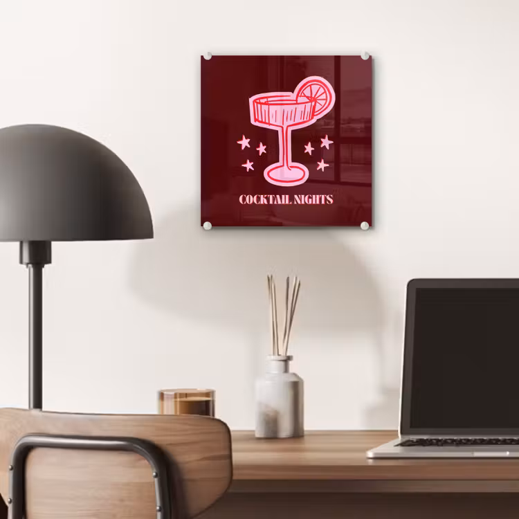 Glas schilderij - Cocktail - Kerst - Burgundy - Roze — 7