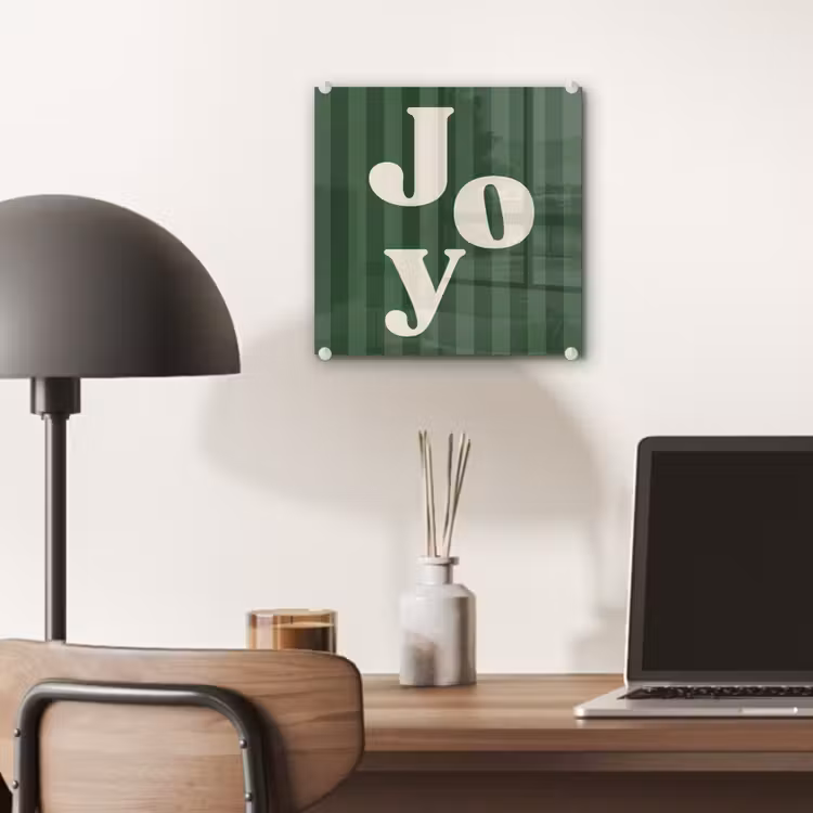 Glas schilderij - Joy - Kerst - Tekst - Groen — 7