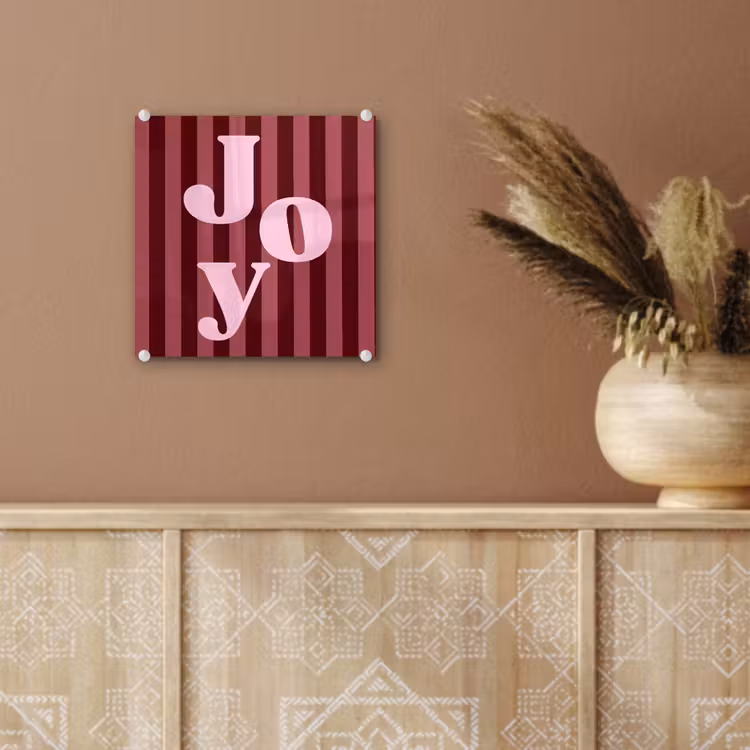 Glas schilderij - Joy - Kerst - Tekst - Roze — 6