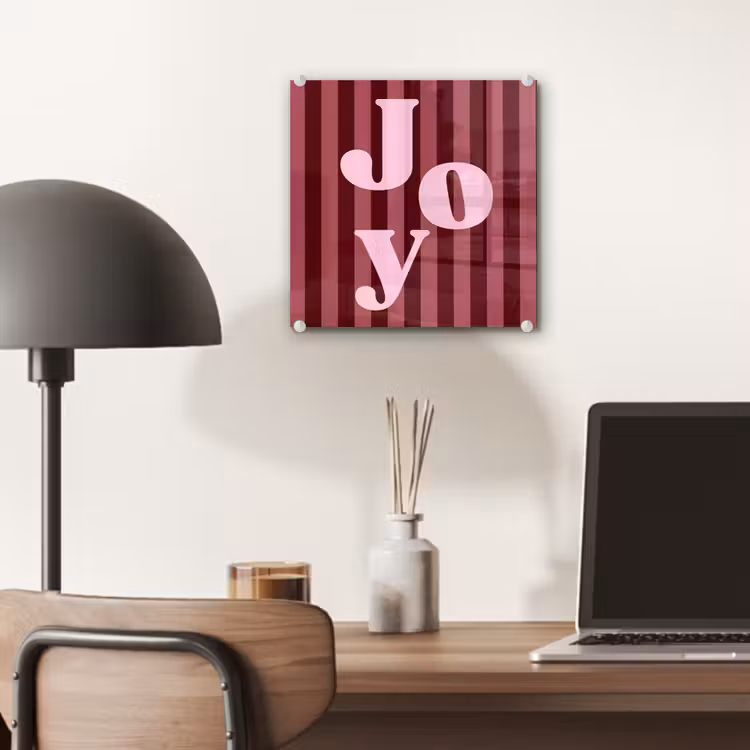 Glas schilderij - Joy - Kerst - Tekst - Roze — 7