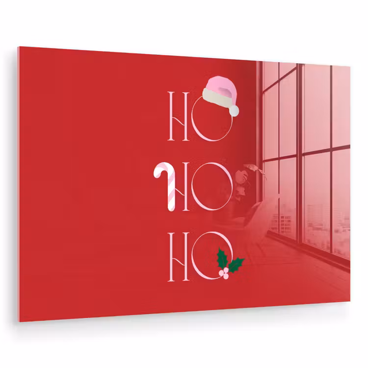 Glas schilderij - Kerst - Tekst - illustratie - Rood