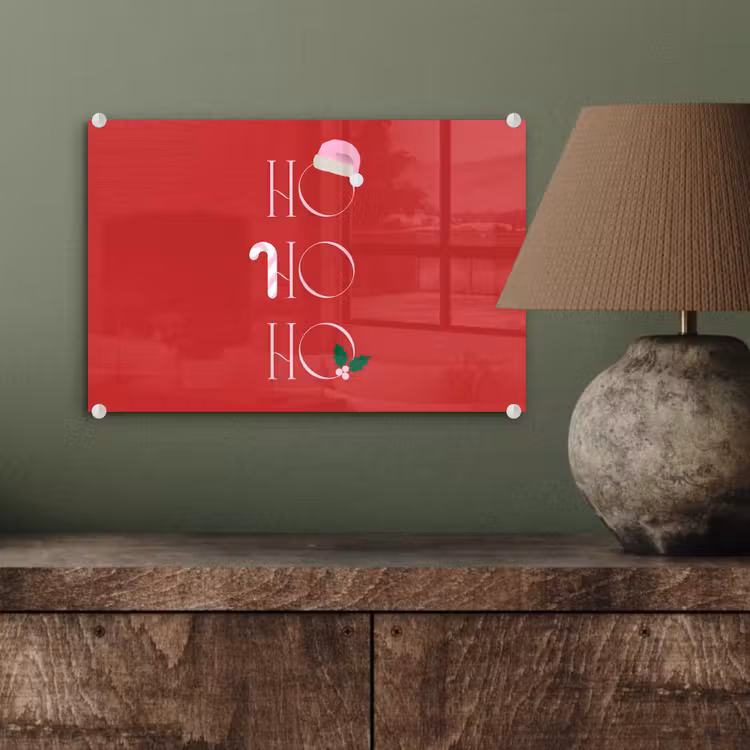 Glas schilderij - Kerst - Tekst - illustratie - Rood — 4
