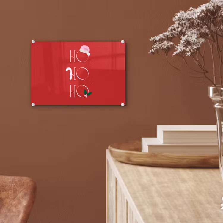 Glas schilderij - Kerst - Tekst - illustratie - Rood — 6