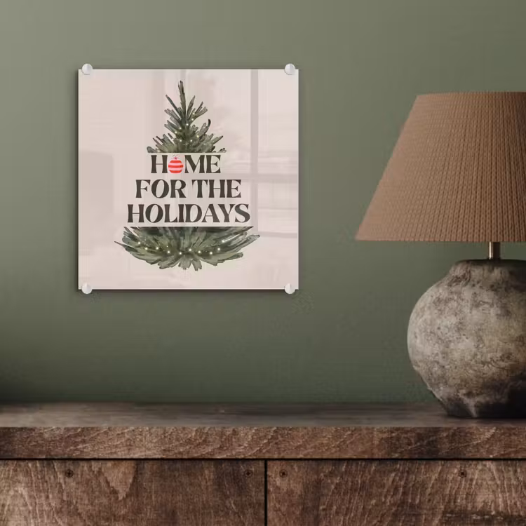 Glas schilderij - Kerst - Tekst - Kerstboom - Beige — 4