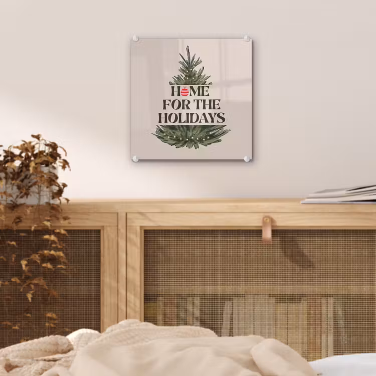 Glas schilderij - Kerst - Tekst - Kerstboom - Beige — 5