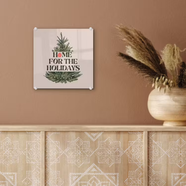 Glas schilderij - Kerst - Tekst - Kerstboom - Beige — 6