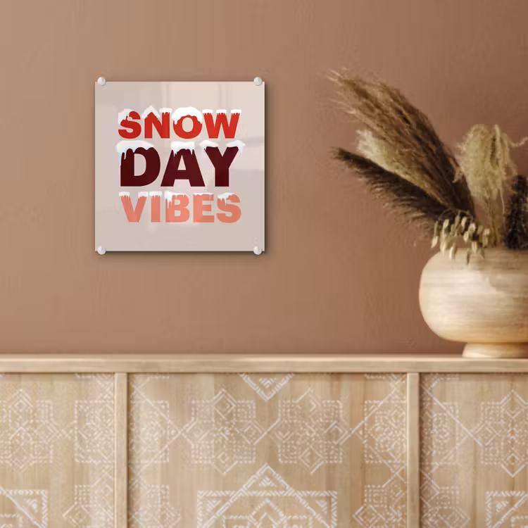 Glas schilderij - Sneeuw - Kerst - Tekst - Rood — 6
