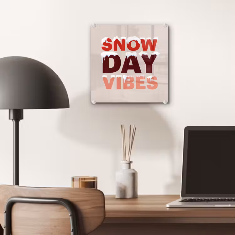 Glas schilderij - Sneeuw - Kerst - Tekst - Rood — 7