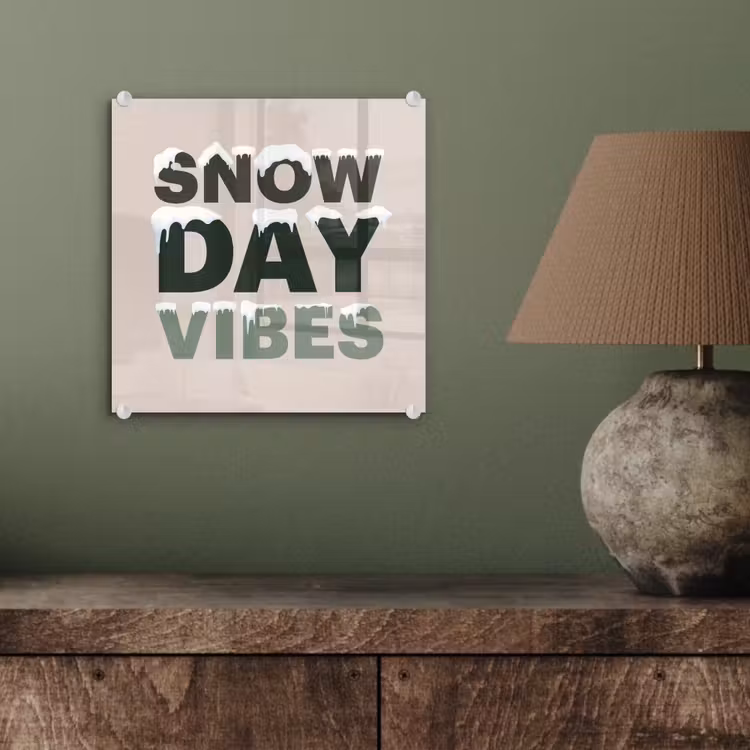 Glas schilderij - Sneeuw - Tekst - Kerst - Beige — 4