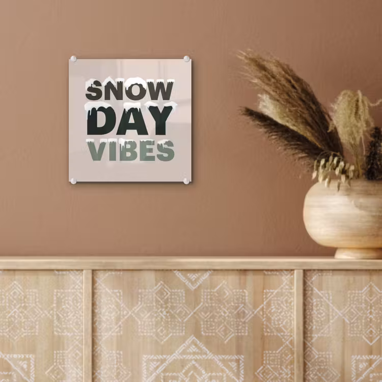 Glas schilderij - Sneeuw - Tekst - Kerst - Beige — 6