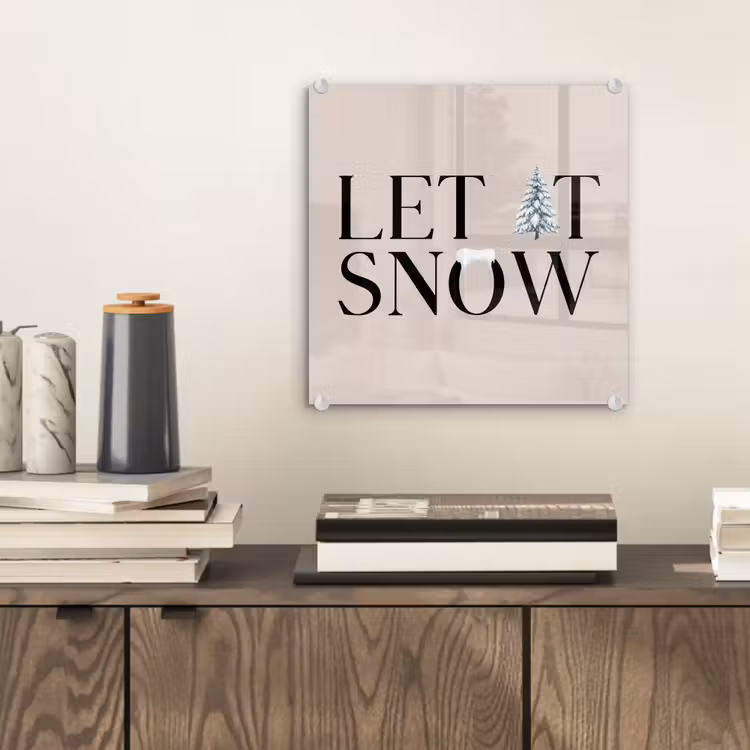 Glas schilderij - Tekst - Kerst - Sneeuw — 2