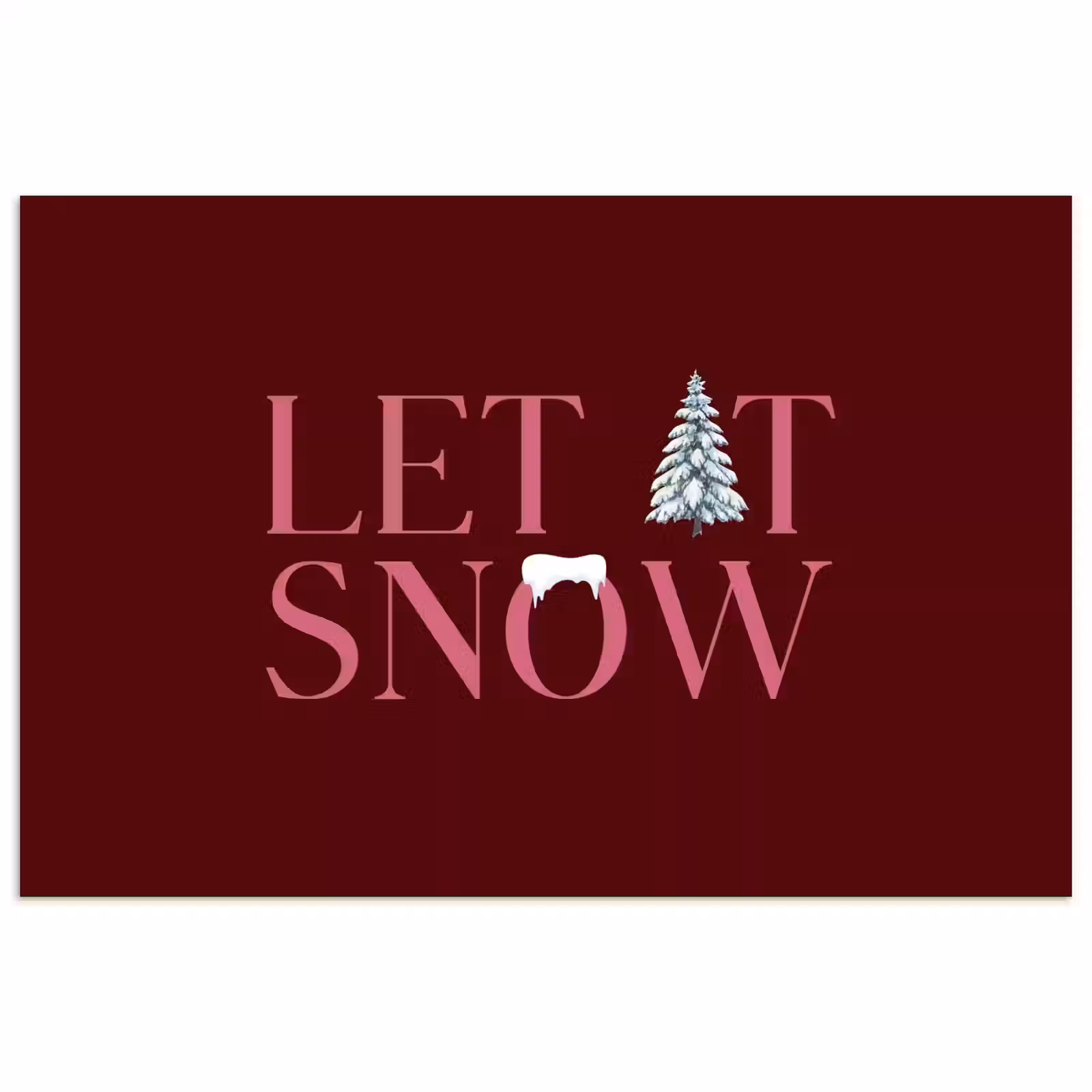 Poster - Tekst - Kerst - Sneeuw - Roze — 1