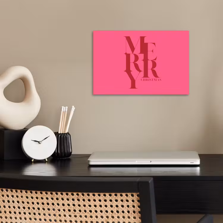 Poster - Merry - Tekst - Kerst - Roze — 2