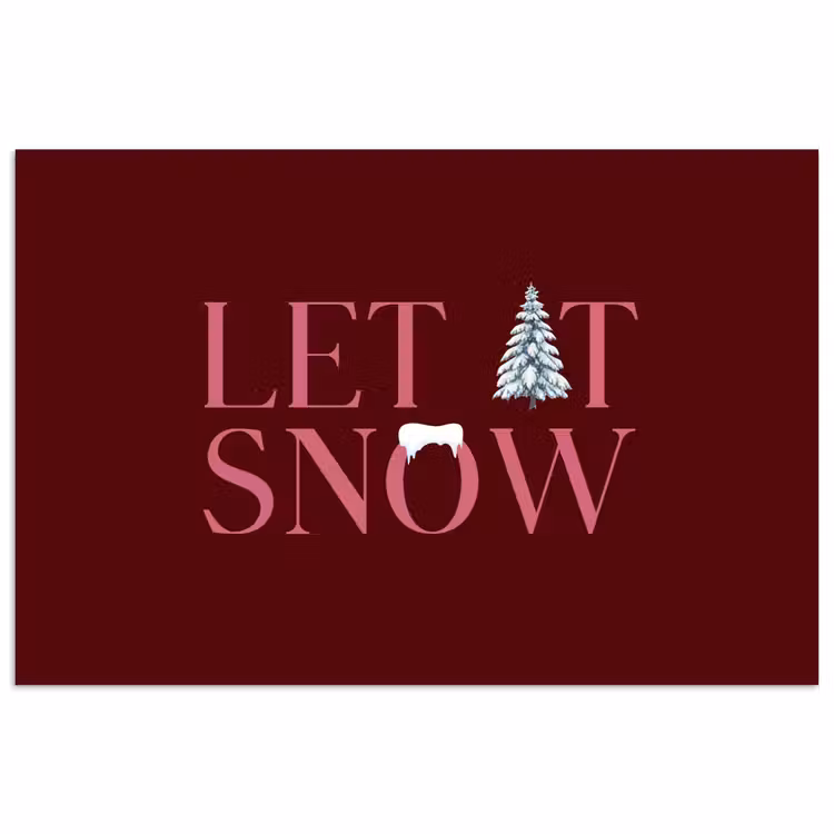 Poster - Tekst - Kerst - Sneeuw - Roze