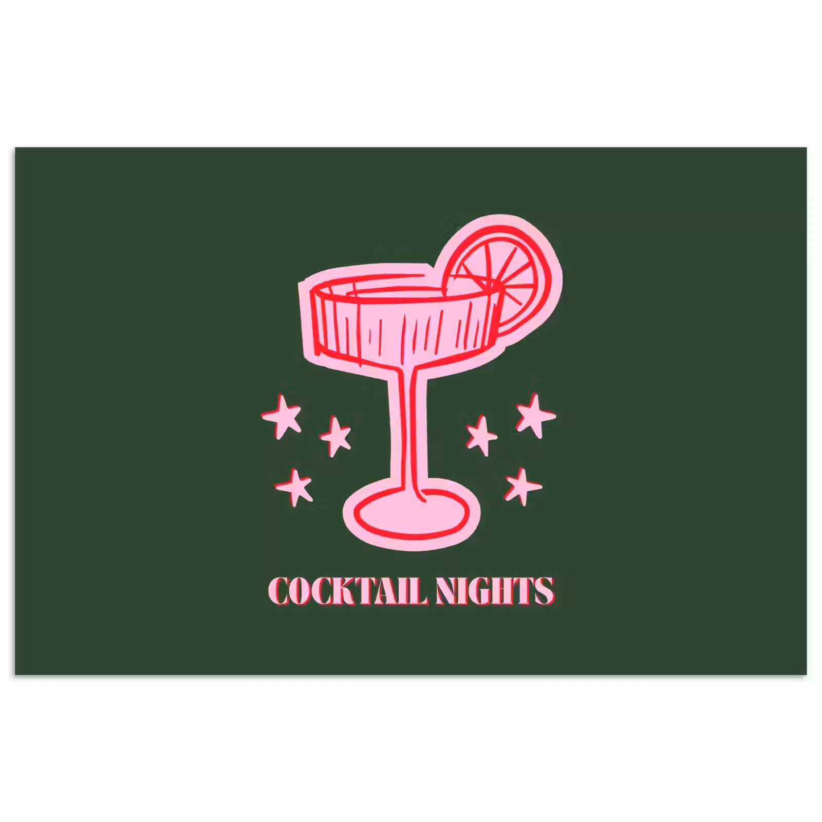 Poster - Cocktail - Kerst - Roze - Groen — 1