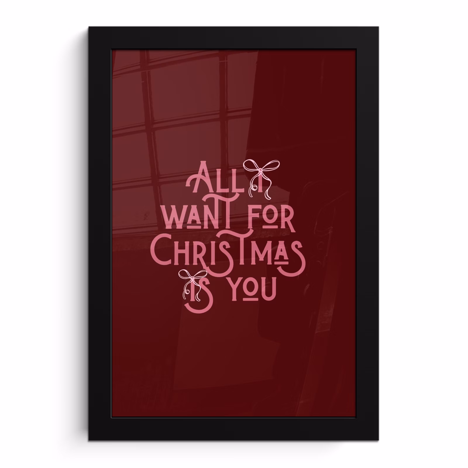 Poster met lijst - Tekst - Kerst - Rood - Roze — 1
