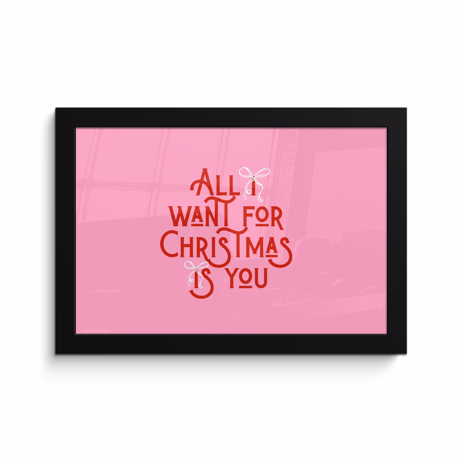 Poster met lijst - Tekst - Kerst - Roze - Rood — 1