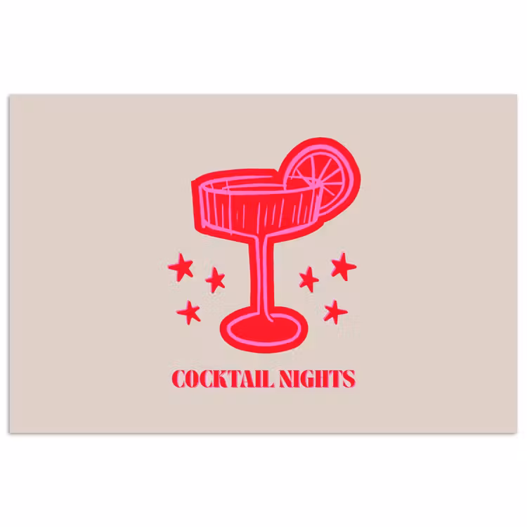 Poster - Cocktail - Kerst - Beige - Roze — 1