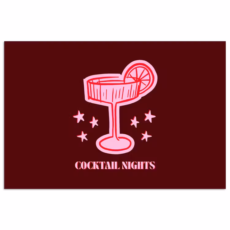 Poster - Cocktail - Kerst - Burgundy - Roze