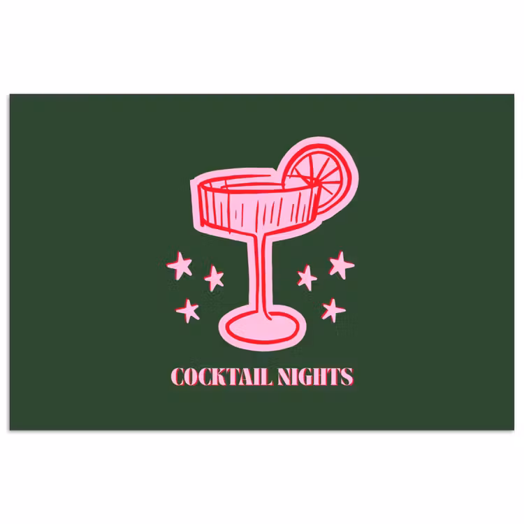 Poster - Cocktail - Kerst - Roze - Groen