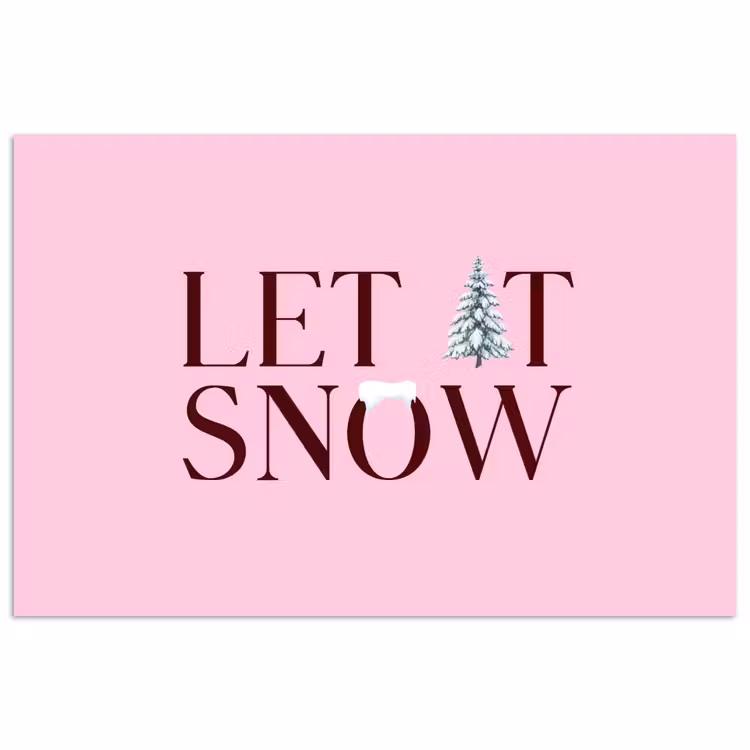 Poster - Kerst - Tekst - Sneeuw - Roze