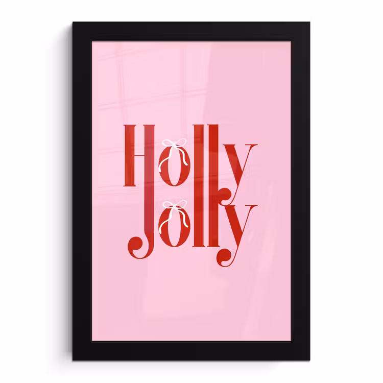 Poster met lijst - Kerst - Tekst - Rood - Roze