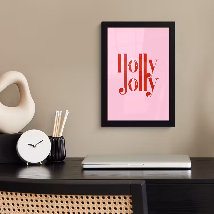 Poster met lijst - Kerst - Tekst - Rood - Roze — 2
