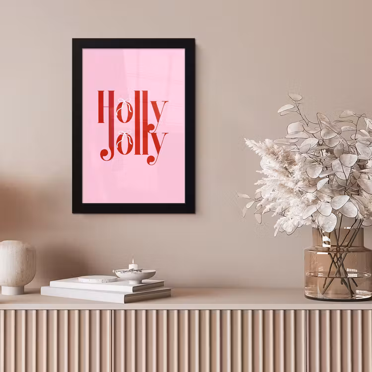 Poster met lijst - Kerst - Tekst - Rood - Roze — 5