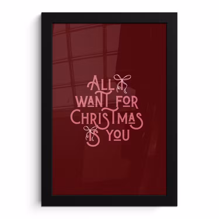Poster met lijst - Tekst - Kerst - Rood - Roze