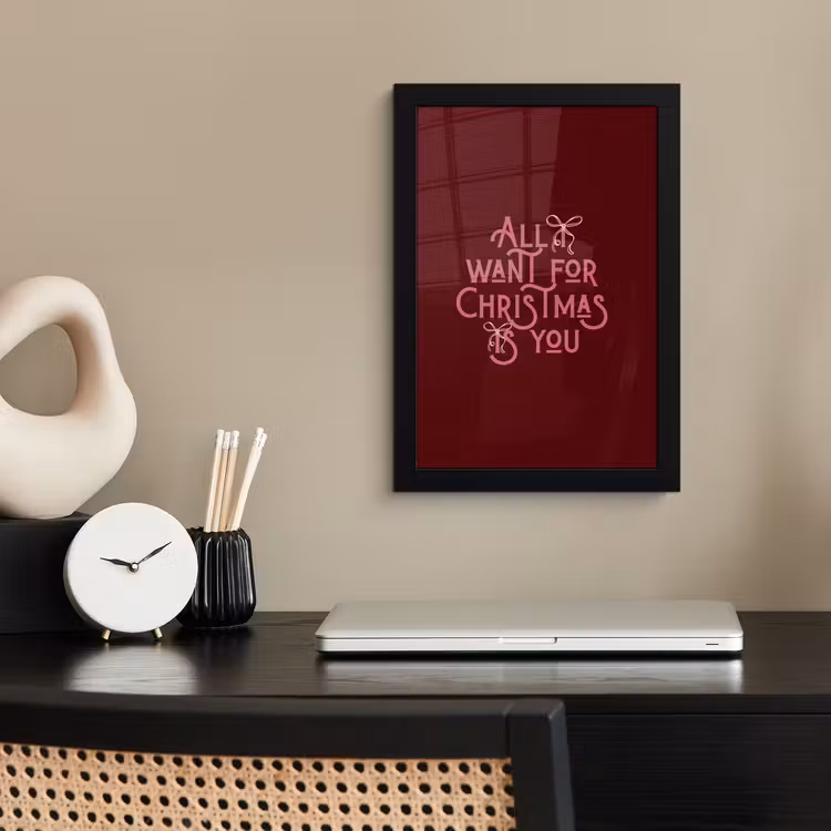 Poster met lijst - Tekst - Kerst - Rood - Roze — 2