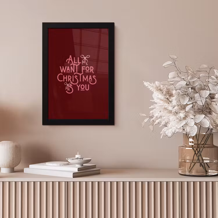 Poster met lijst - Tekst - Kerst - Rood - Roze — 5