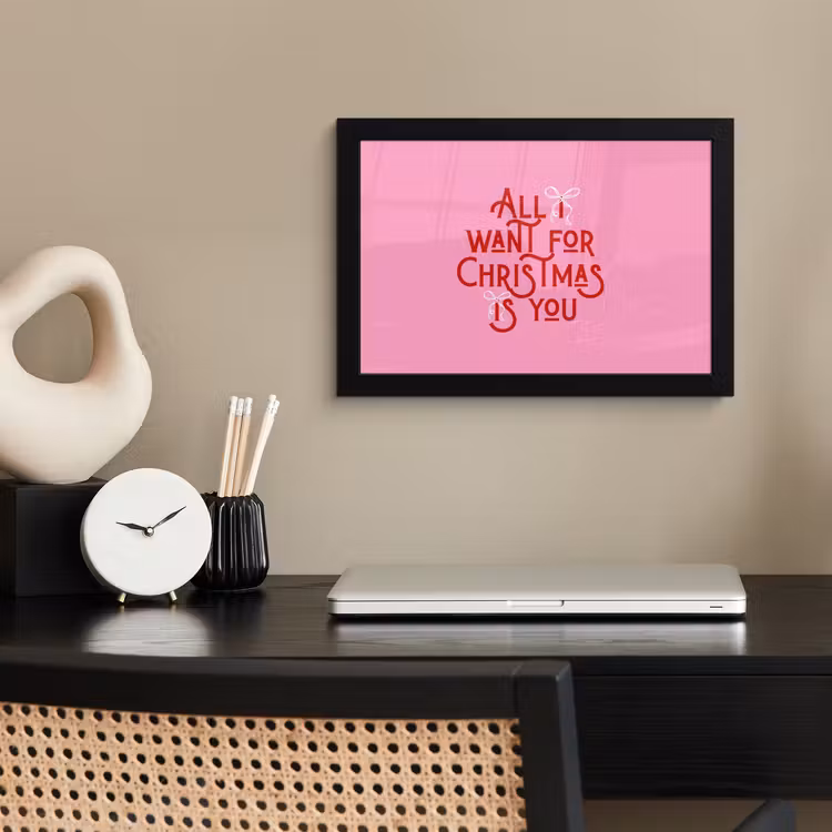 Poster met lijst - Tekst - Kerst - Roze - Rood — 2