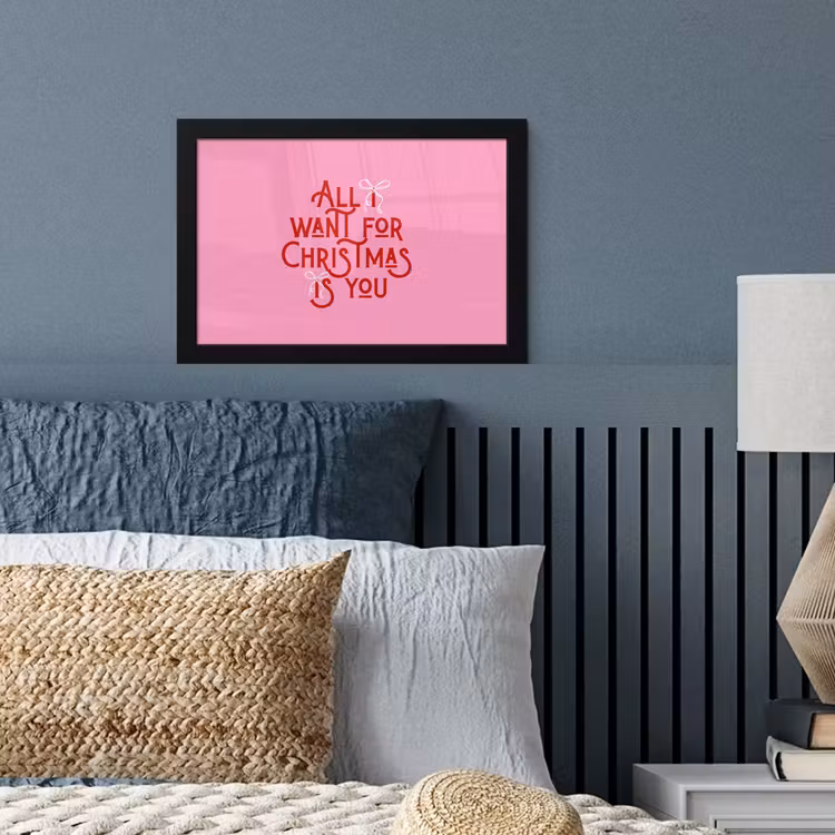 Poster met lijst - Tekst - Kerst - Roze - Rood — 3