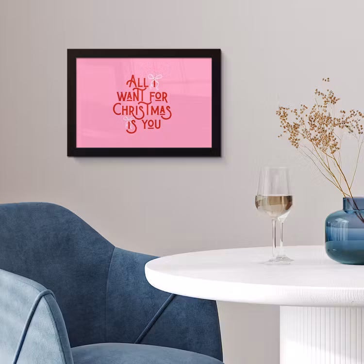 Poster met lijst - Tekst - Kerst - Roze - Rood — 4