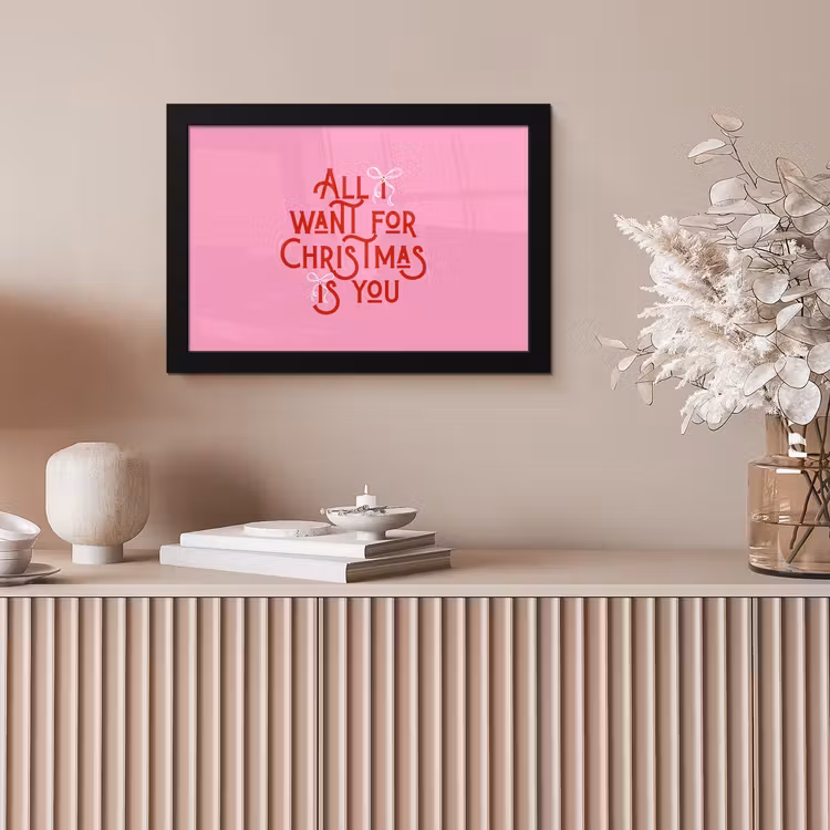 Poster met lijst - Tekst - Kerst - Roze - Rood — 5
