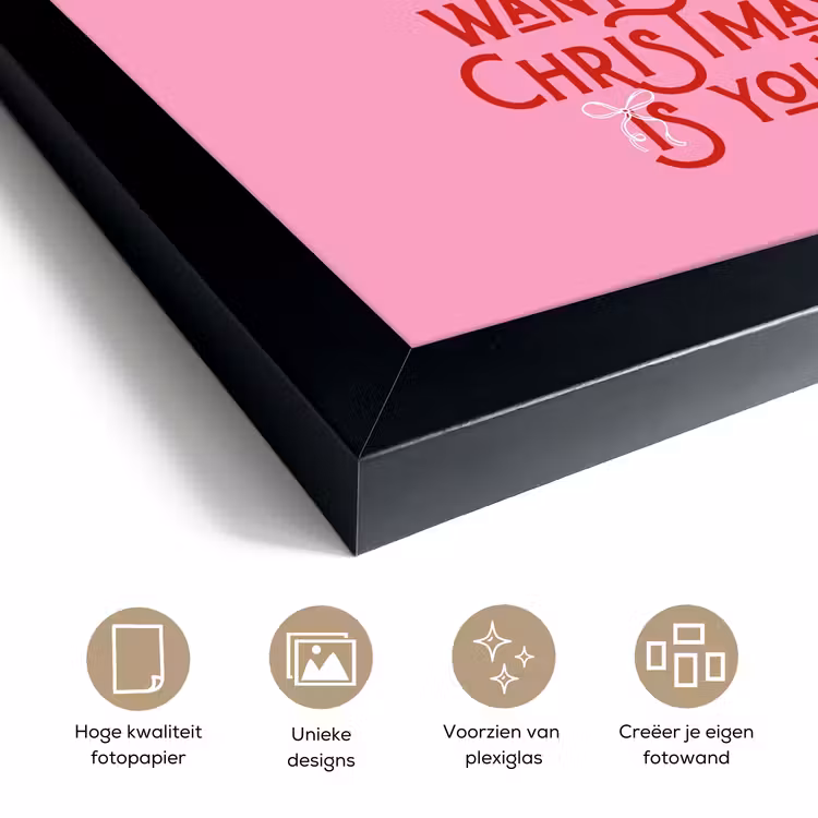 Poster met lijst - Tekst - Kerst - Roze - Rood — 6