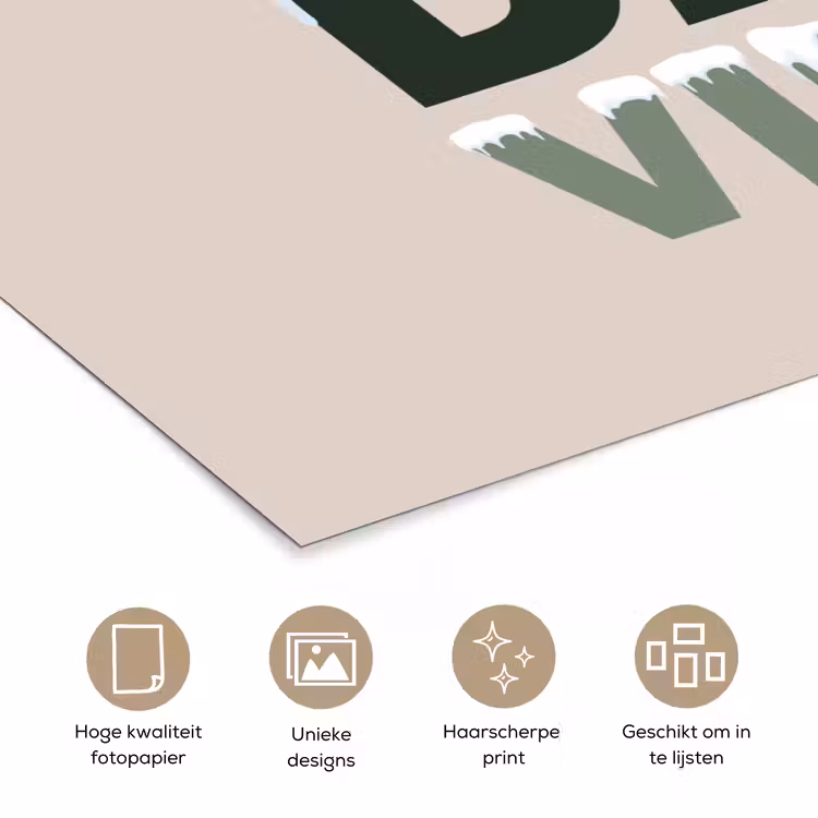 Poster - Sneeuw - Tekst - Kerst - Beige — 5