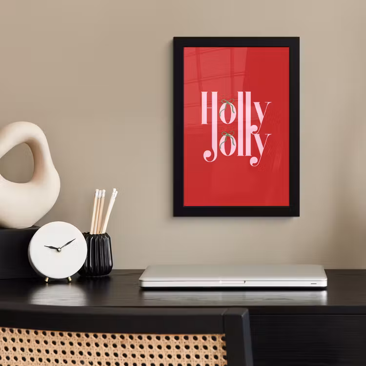 Poster met lijst - Kerst - Roze - Rood - Tekst — 2