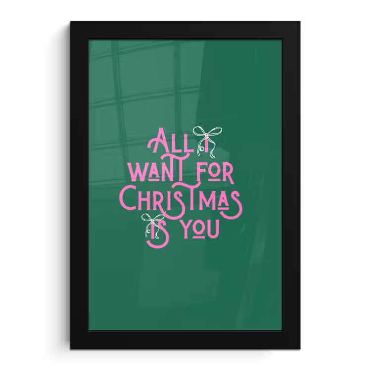Poster met lijst - Kerst - Tekst - Roze - Groen
