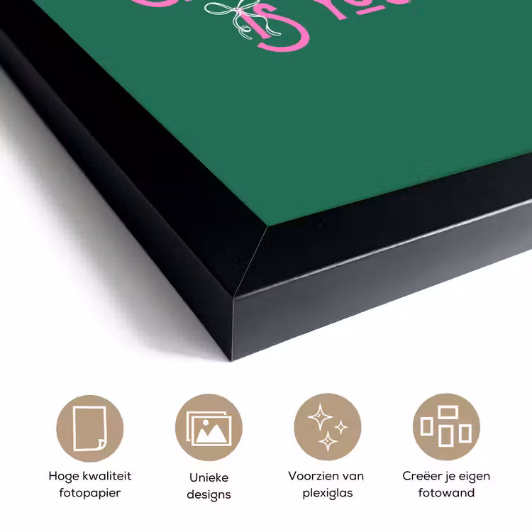Poster met lijst - Kerst - Tekst - Roze - Groen — 6