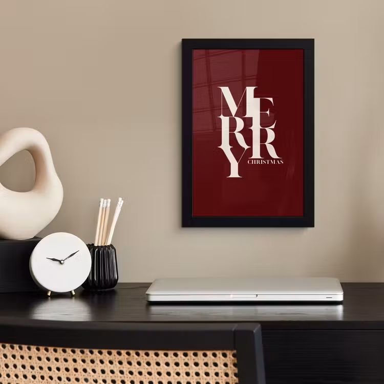 Poster met lijst - Merry - Tekst - Donker - Rood — 2