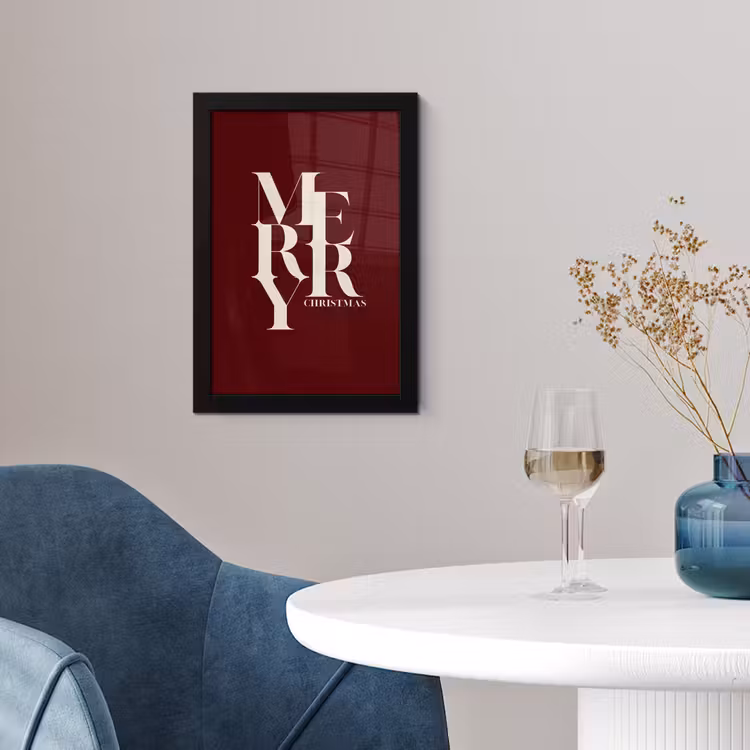 Poster met lijst - Merry - Tekst - Donker - Rood — 4