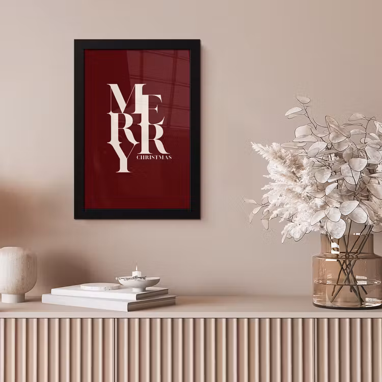 Poster met lijst - Merry - Tekst - Donker - Rood — 5
