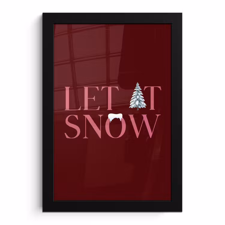 Poster met lijst - Tekst - Kerst - Sneeuw - Roze
