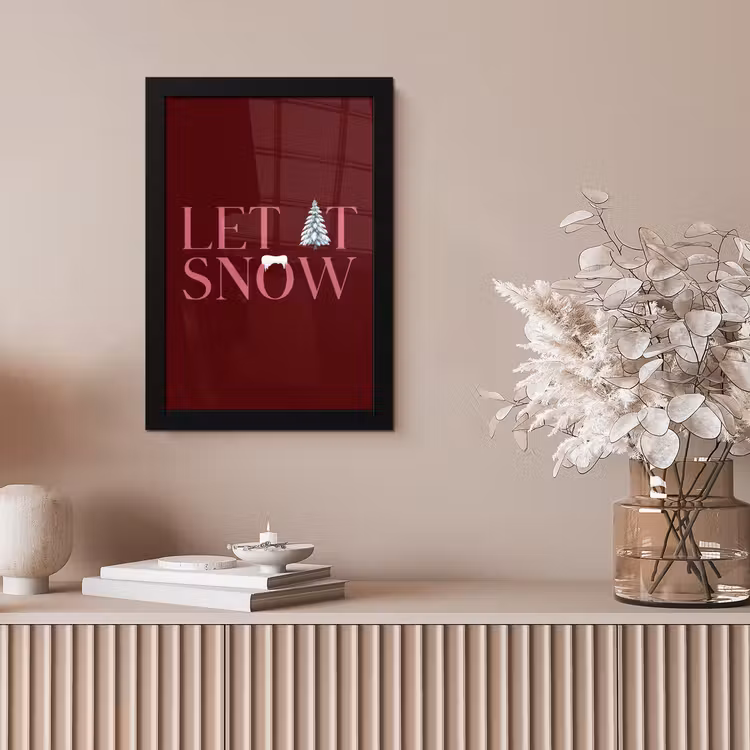 Poster met lijst - Tekst - Kerst - Sneeuw - Roze — 5